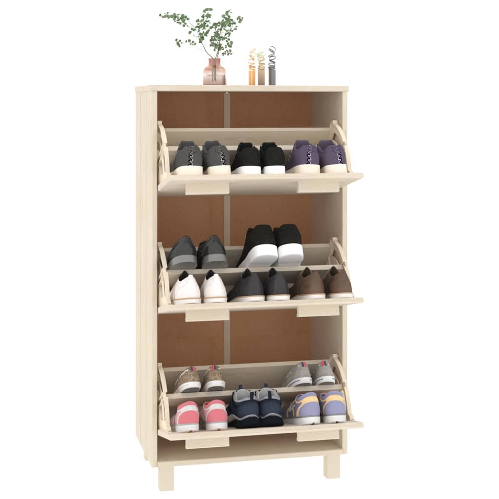 Armoire à chaussures HAMAR Marron miel 59,5x35x117cm Pin massif - XIOS