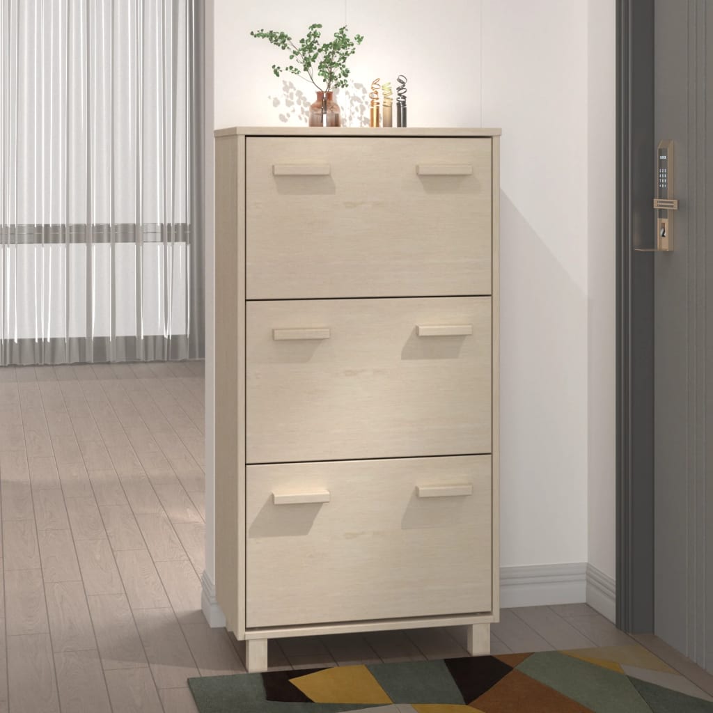 Armoire à chaussures HAMAR Marron miel 59,5x35x117cm Pin massif - XIOS