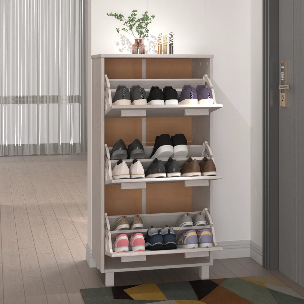 Armoire à chaussures HAMAR Blanc 59,5x35x117 cm Bois de pin - XIOS
