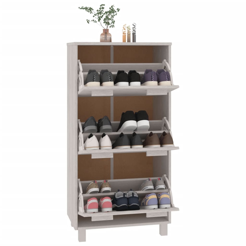 Armoire à chaussures HAMAR Blanc 59,5x35x117 cm Bois de pin - XIOS