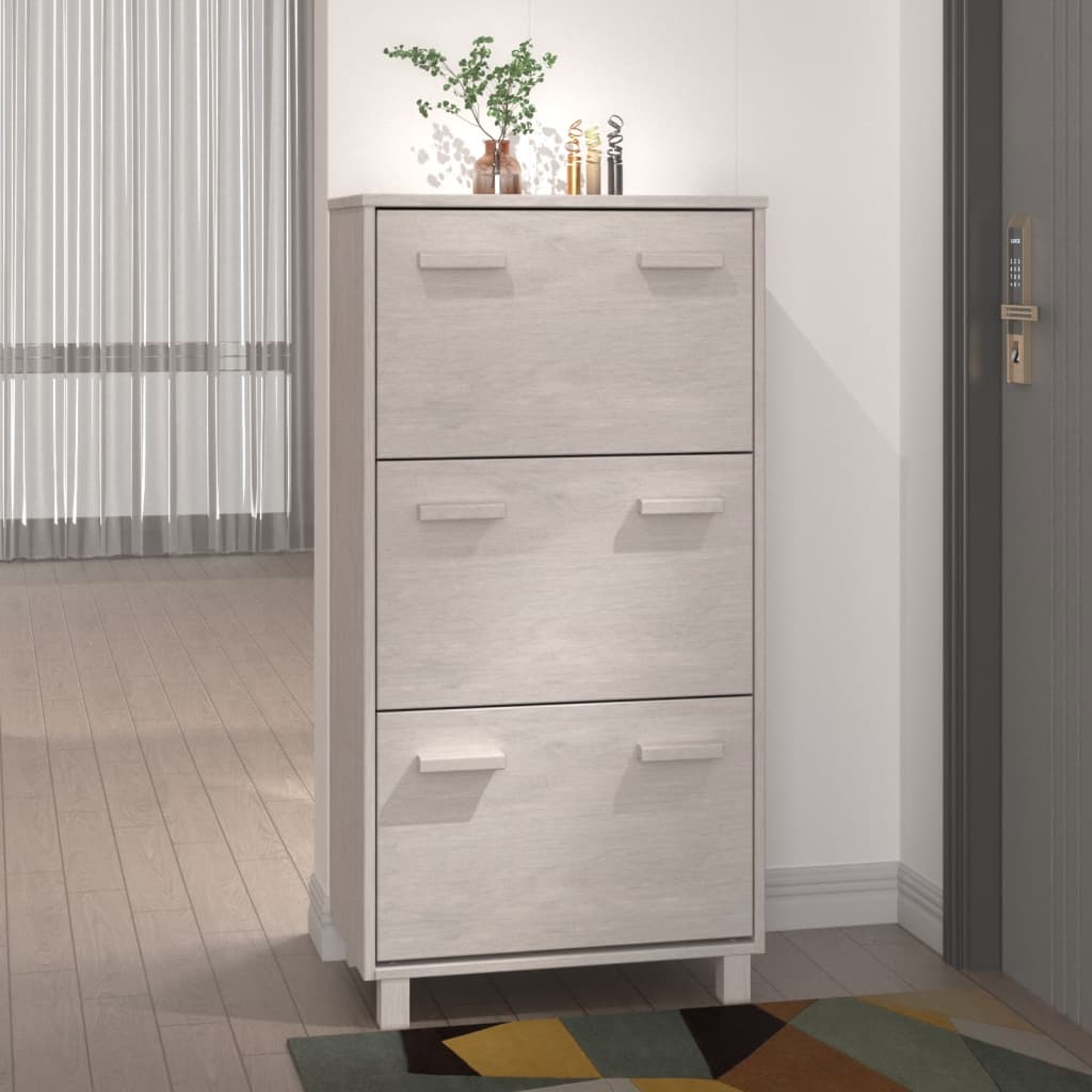 Armoire à chaussures HAMAR Blanc 59,5x35x117 cm Bois de pin - XIOS