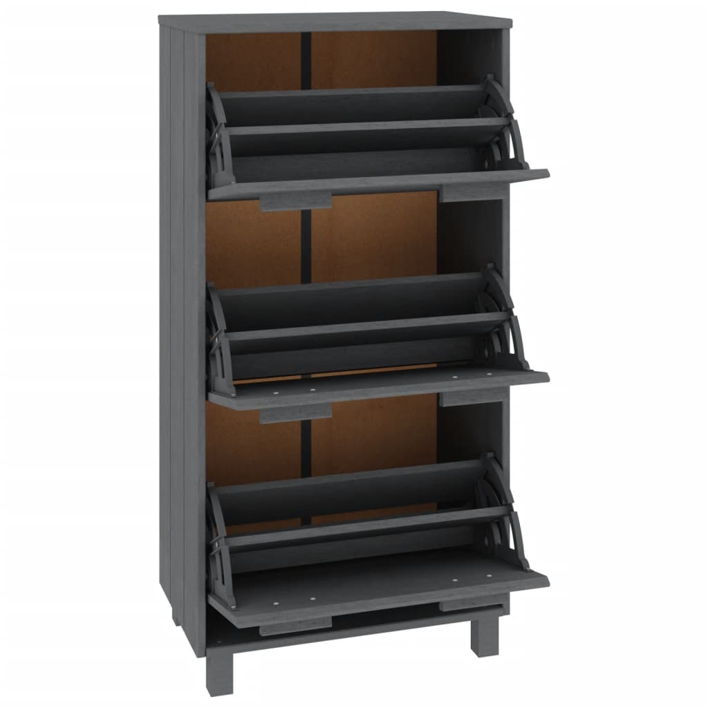 Armoire à chaussures HAMAR Gris foncé 59,5x35x117 cm Pin massif - XIOS