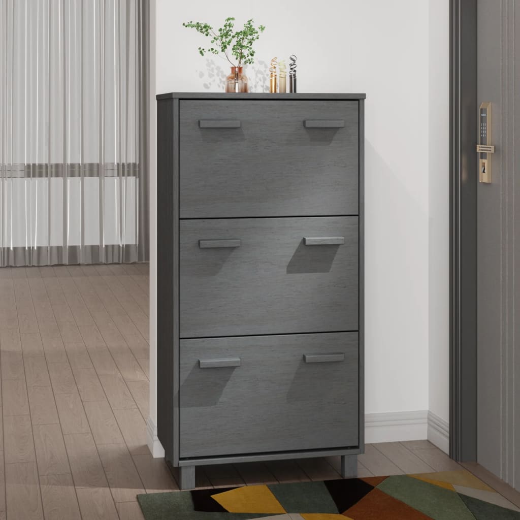 Armoire à chaussures HAMAR Gris foncé 59,5x35x117 cm Pin massif - XIOS