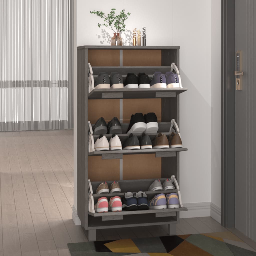 Armoire à chaussures HAMAR Gris clair 59,5x35x117 cm Pin massif - XIOS