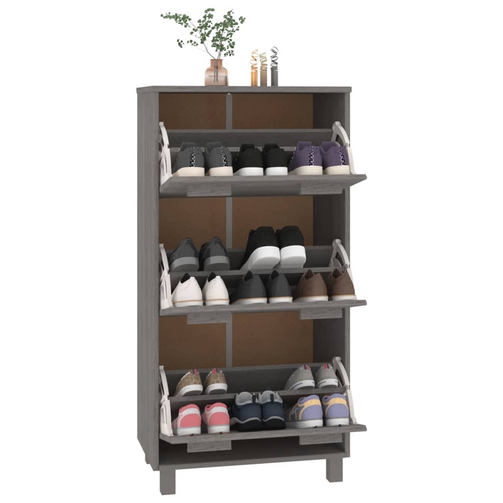 Armoire à chaussures HAMAR Gris clair 59,5x35x117 cm Pin massif - XIOS