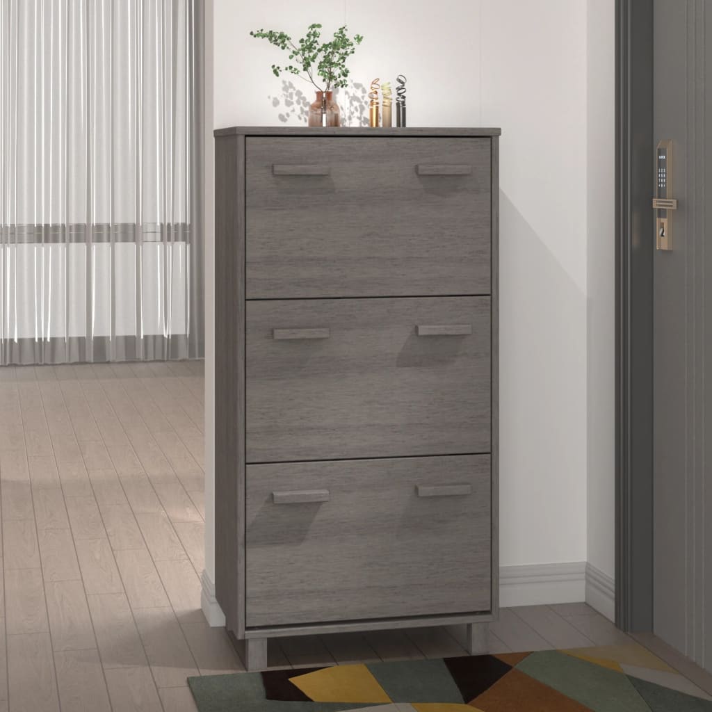 Armoire à chaussures HAMAR Gris clair 59,5x35x117 cm Pin massif - XIOS