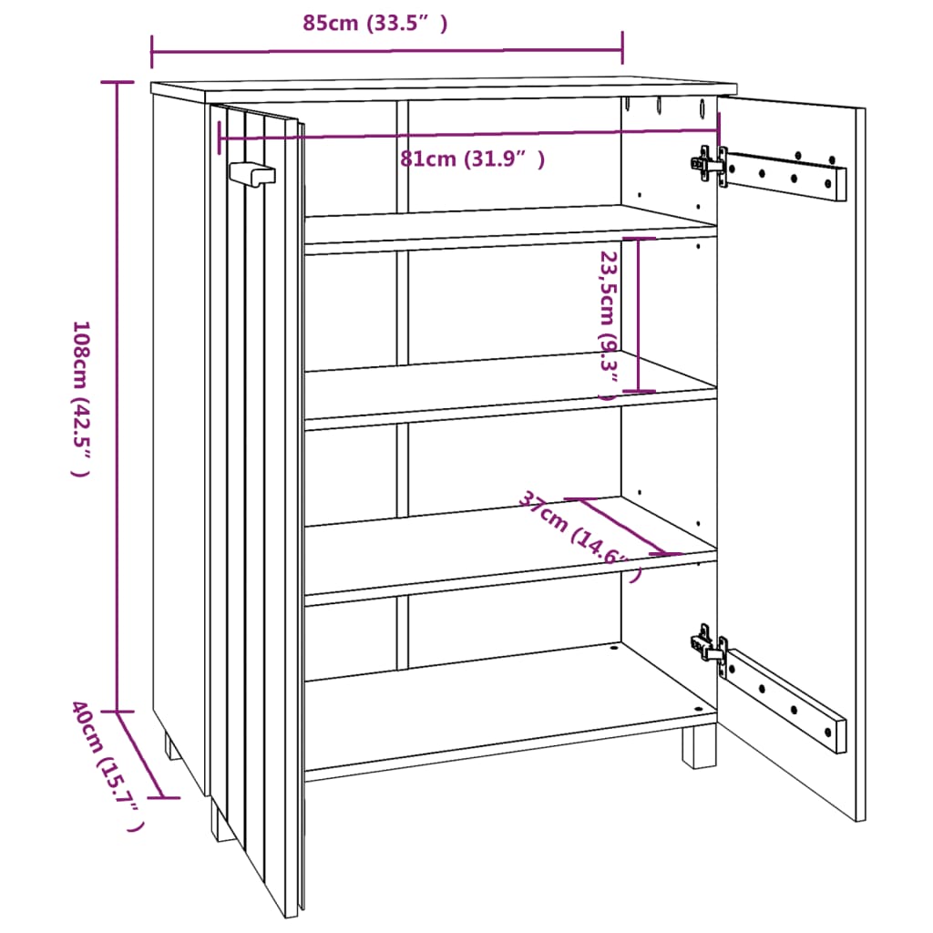 Armoire à chaussures HAMAR Gris clair 85x40x108 cm Pin massif - XIOS