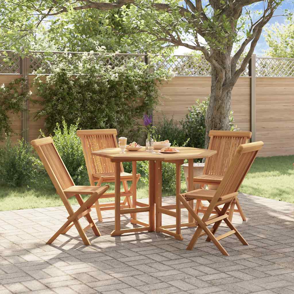 Ensemble à dîner d'extérieur pliable 5 pcs Bois solide de teck