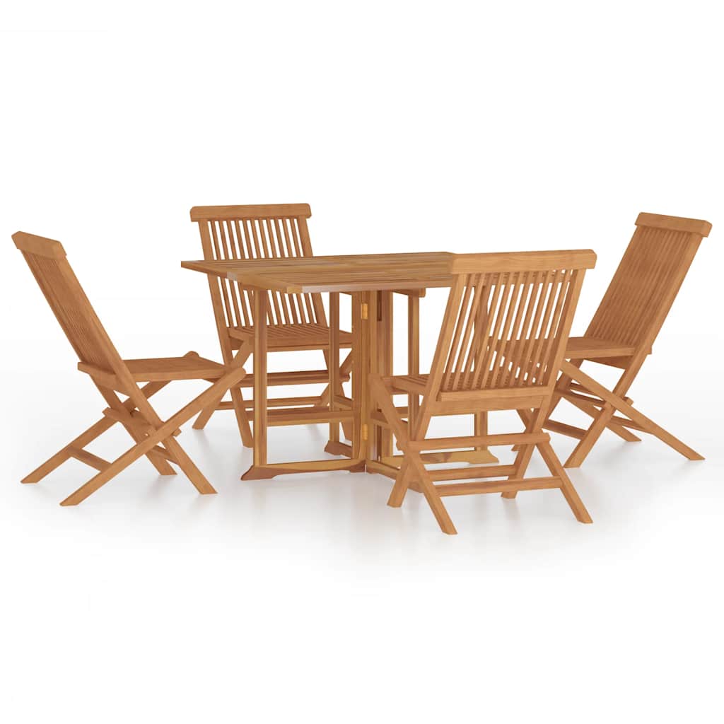 Ensemble à manger d'extérieur pliable 5 pcs Bois solide de teck