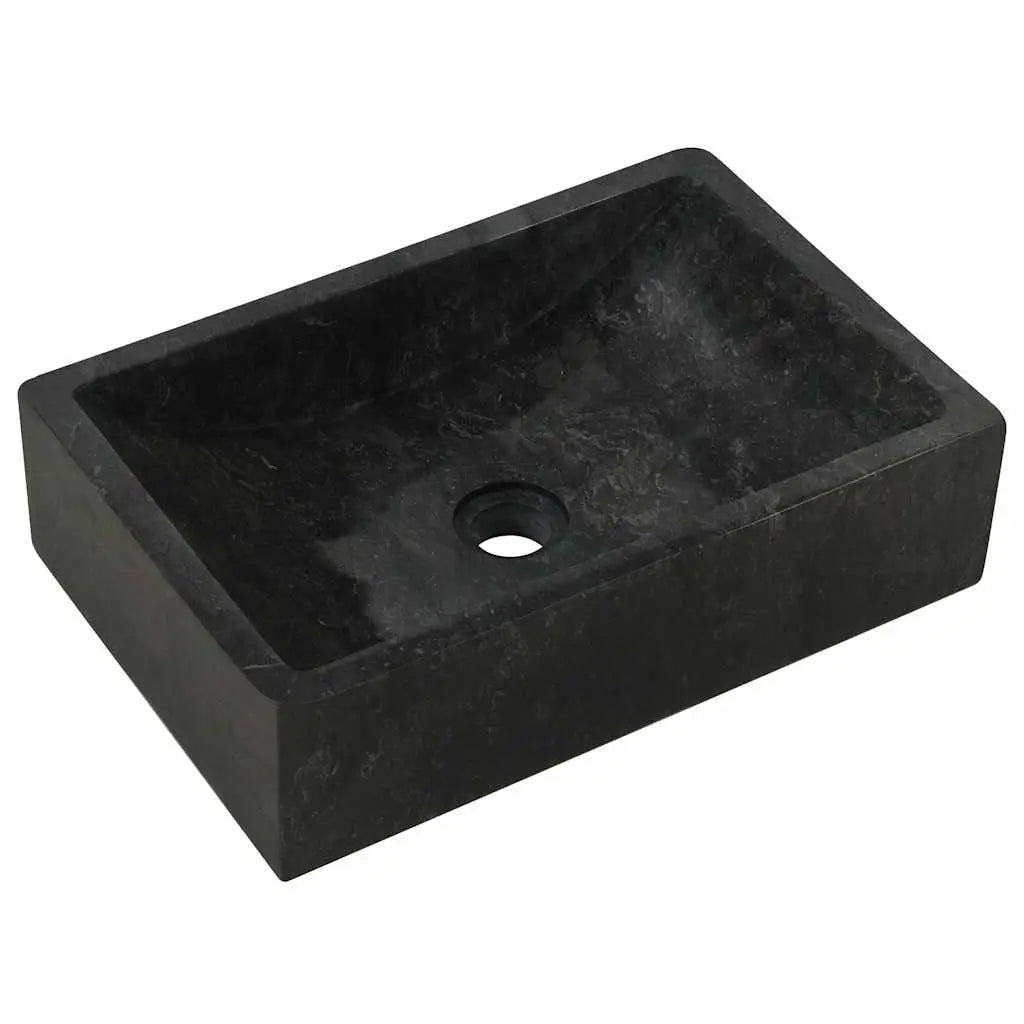 Armoire de salle de bain et lavabos en marbre noir Teck massif - XIOS