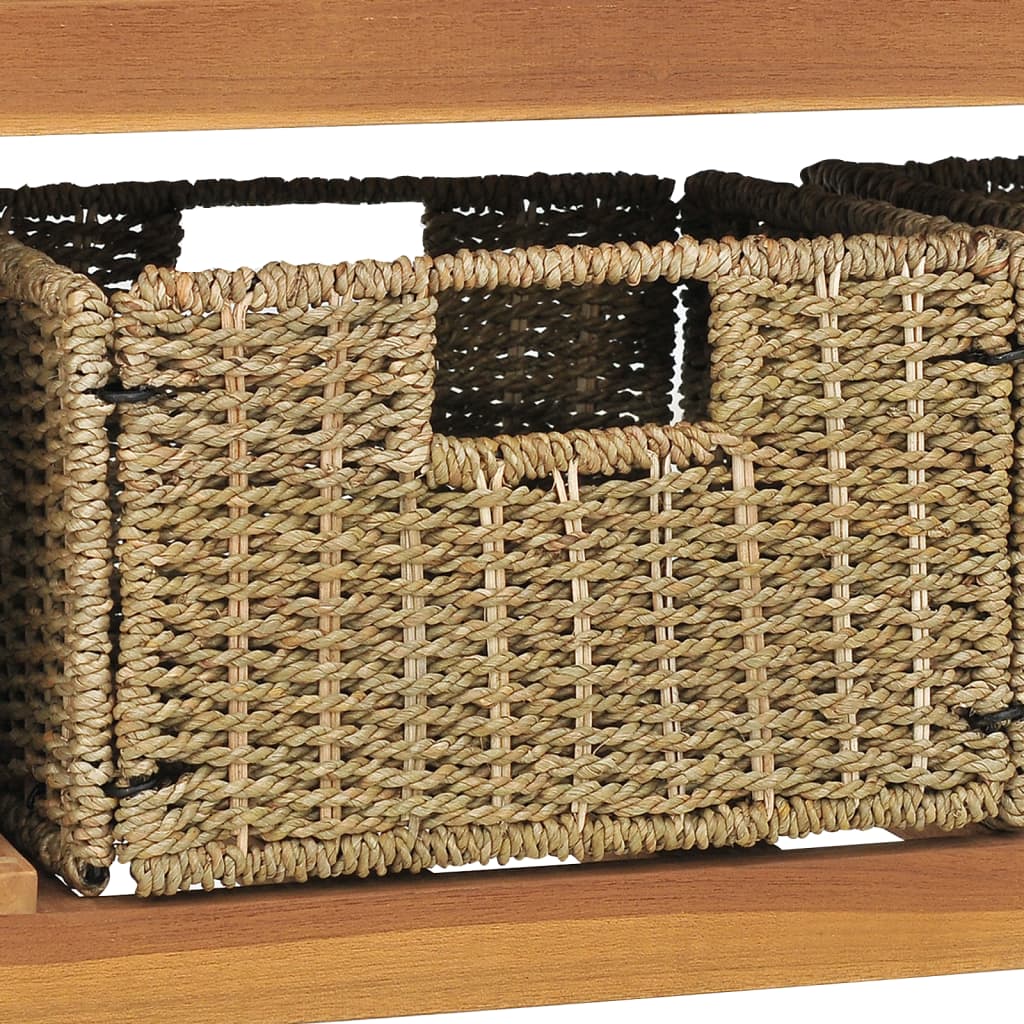 Meuble de salle de bain lavabos en marbre noir Bois teck massif - XIOS