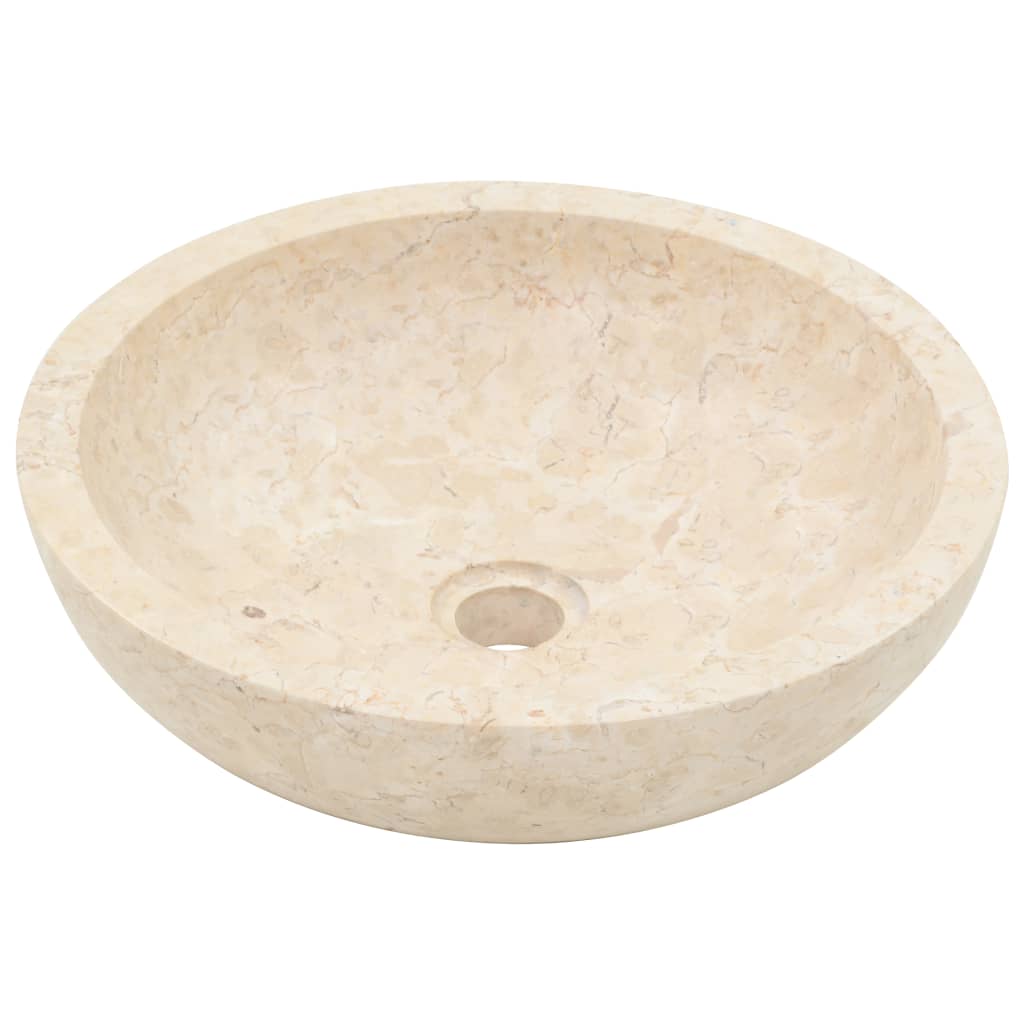 Armoire de salle de bain et lavabos en marbre crème Teck massif - XIOS