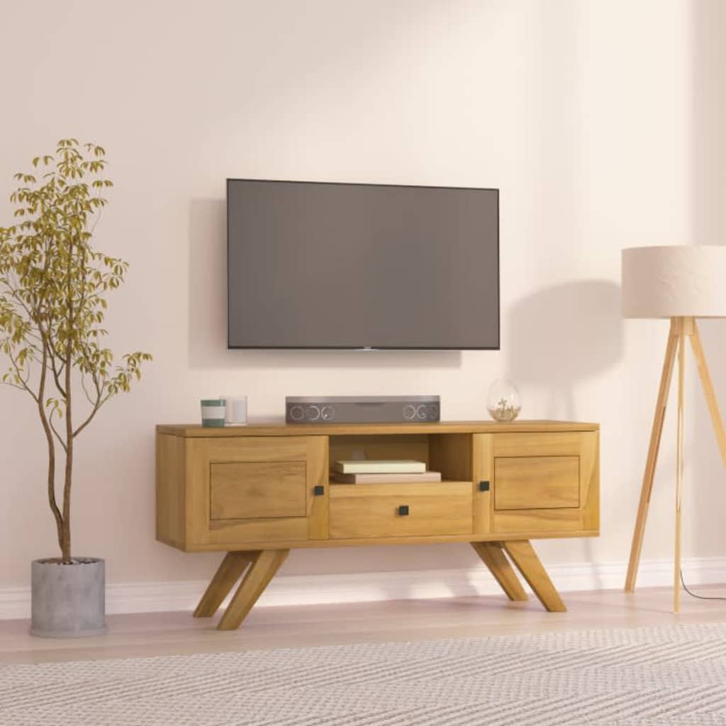 Meuble TV 110x30x35 cm Bois de teck solide - XIOS