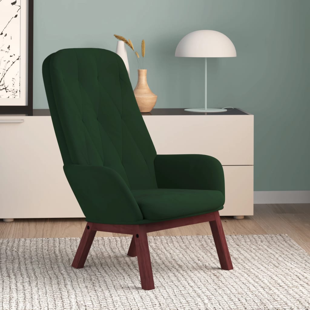 Chaise de relaxation Vert foncé Velours Fauteuils vidaXL