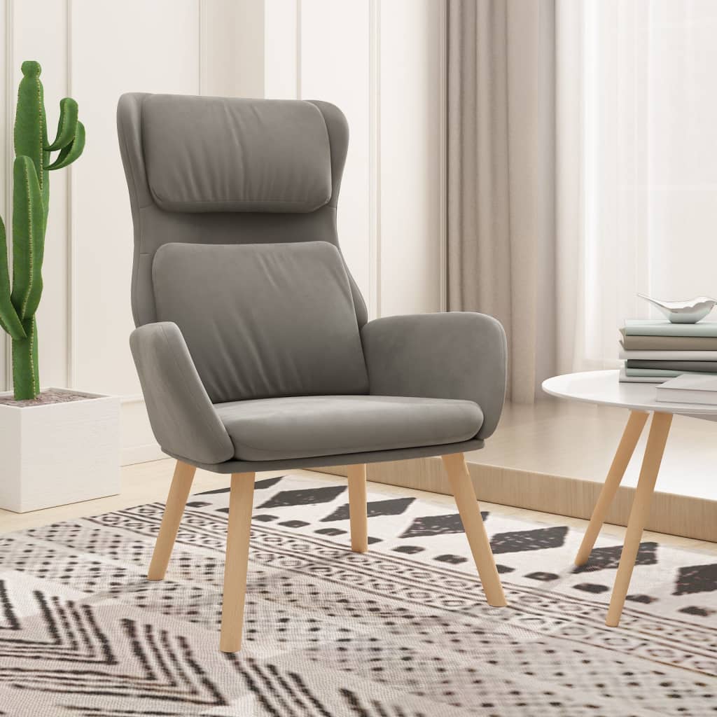 Chaise de relaxation Gris clair Velours - XIOS