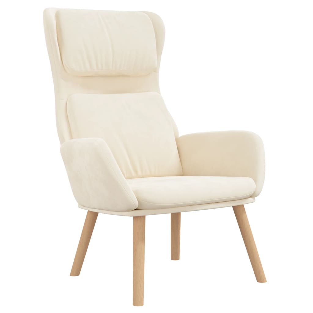 Chaise de relaxation Blanc crème Velours - XIOS