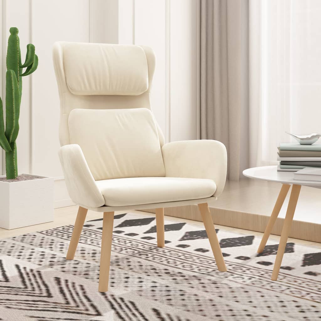 Chaise de relaxation Blanc crème Velours - XIOS