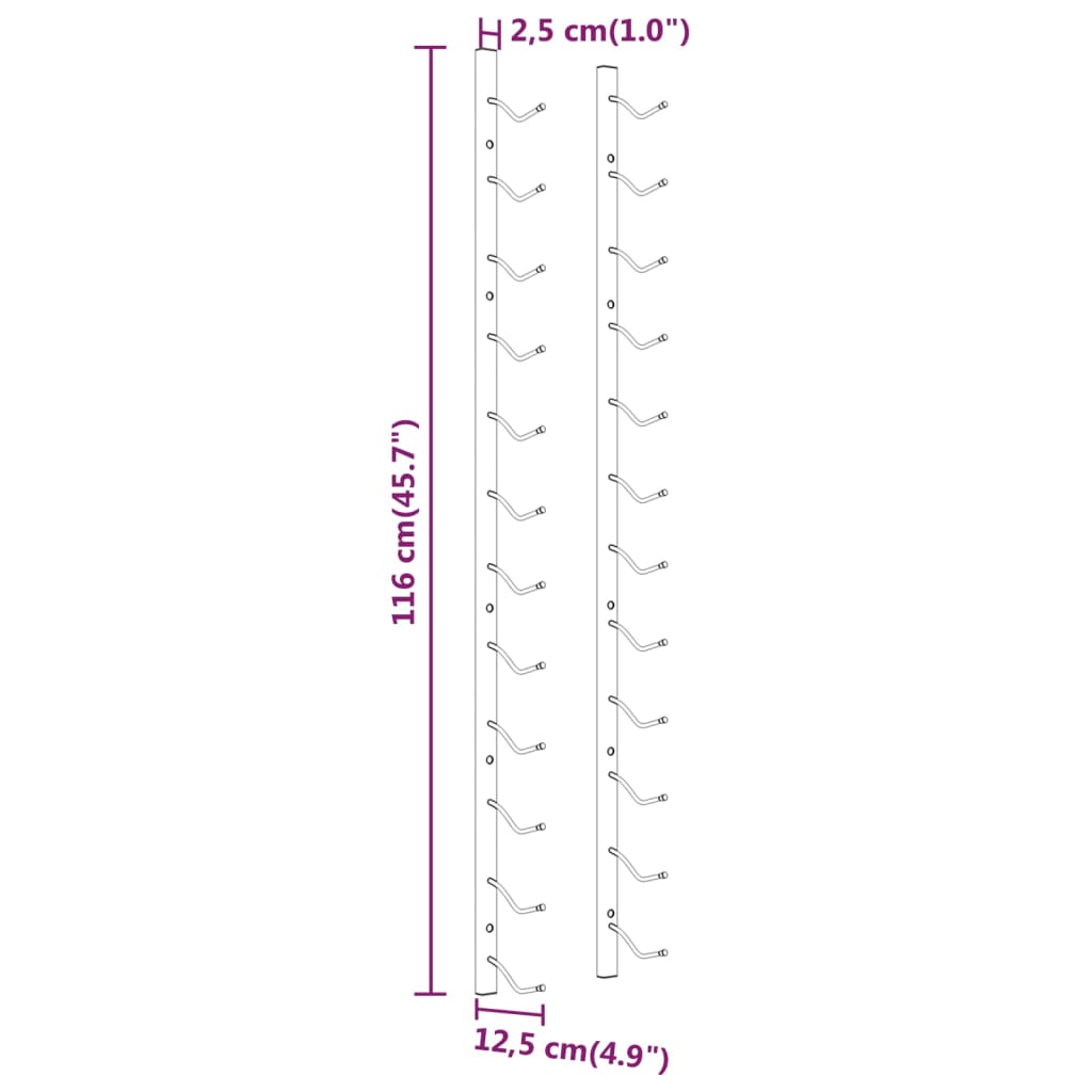 Casier à vin mural pour 12 bouteilles 2 pcs Blanc Fer - XIOS