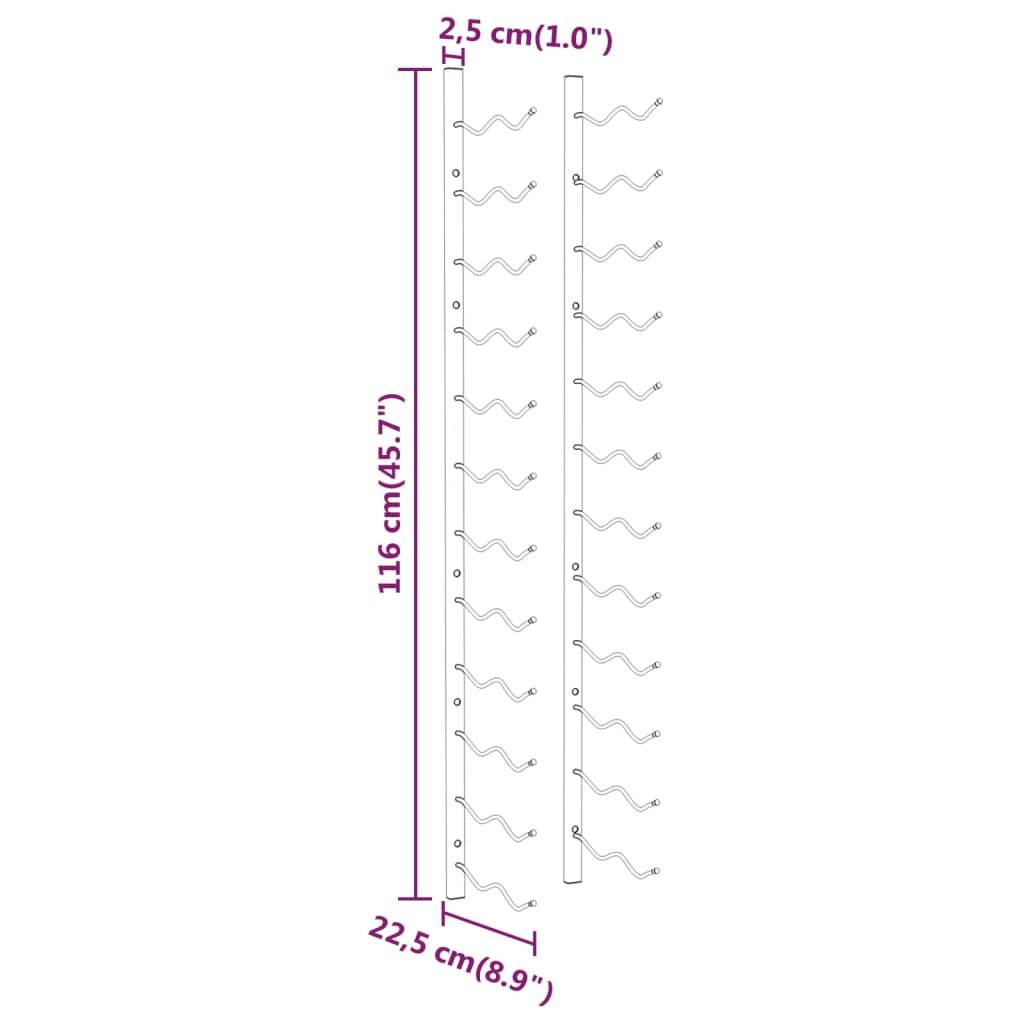 Casier à vin mural pour 24 bouteilles 2 pcs Blanc Fer - XIOS