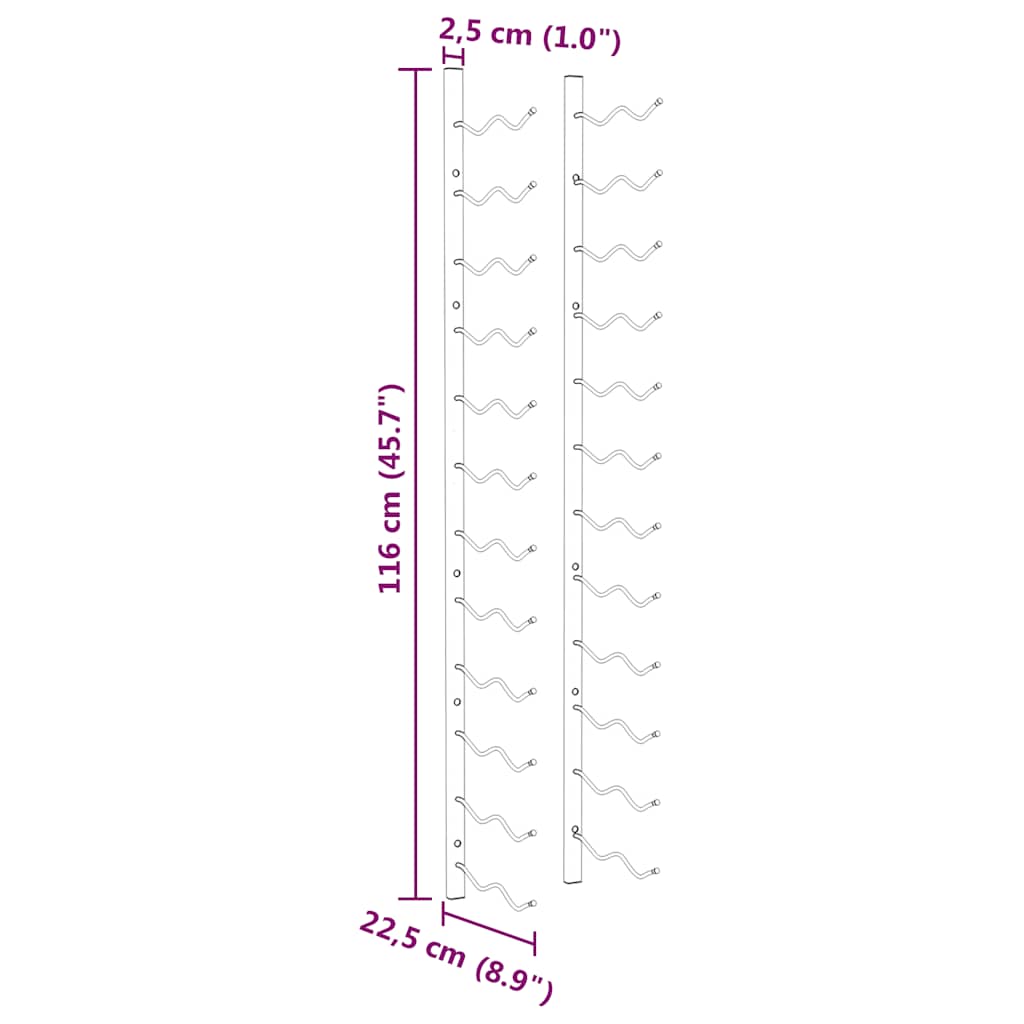 Casier à vin mural pour 24 bouteilles 2 pcs Blanc Fer - XIOS