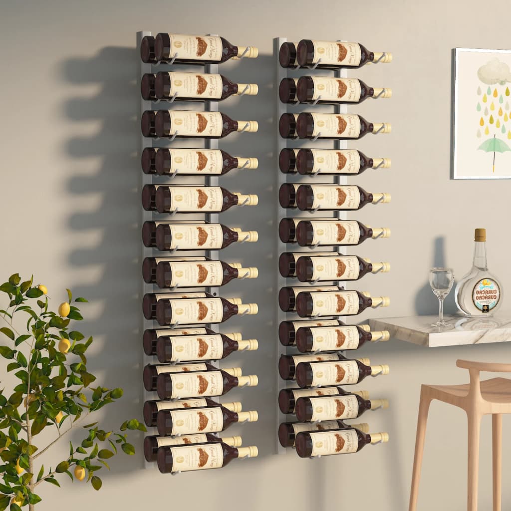 Casier à vin mural pour 24 bouteilles 2 pcs Blanc Fer - XIOS