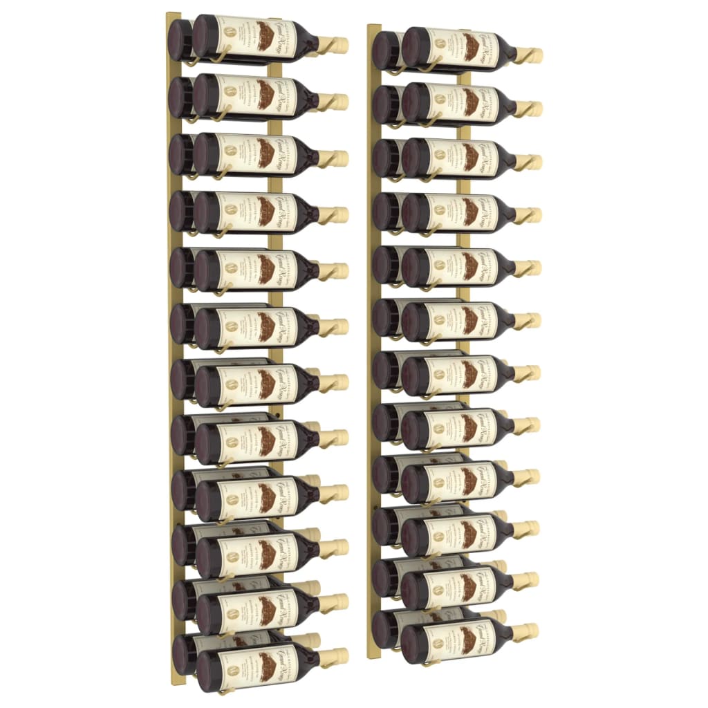 Casier à vin mural pour 24 bouteilles 2 pcs Doré Fer - XIOS