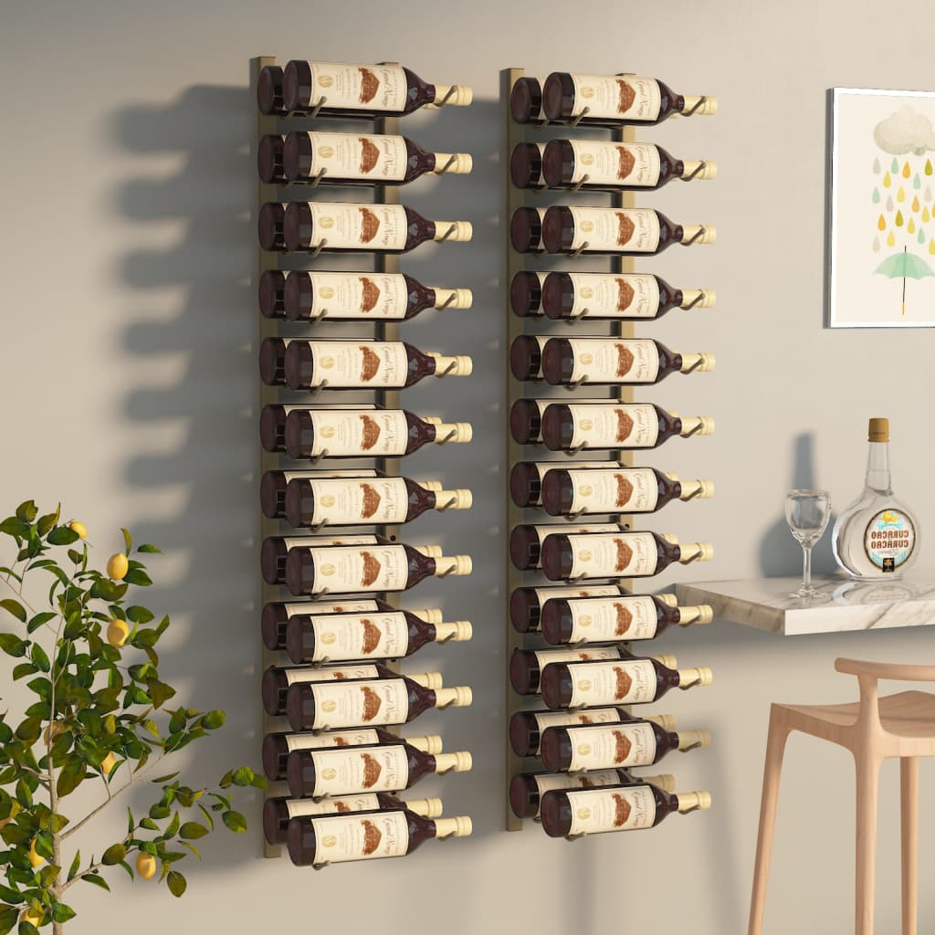 Casier à vin mural pour 24 bouteilles 2 pcs Doré Fer - XIOS