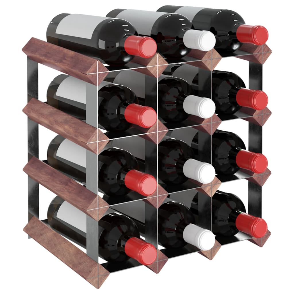 Casier à bouteilles pour 12 bouteilles Marron Bois pin solide - XIOS