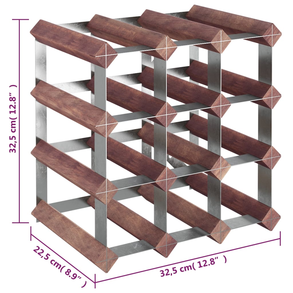 Casier à bouteilles pour 12 bouteilles Marron Bois pin solide - XIOS