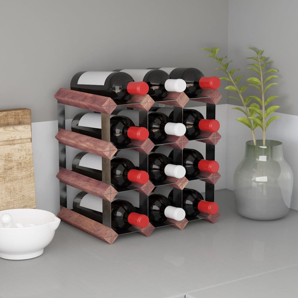 Casier à bouteilles pour 12 bouteilles Marron Bois pin solide - XIOS
