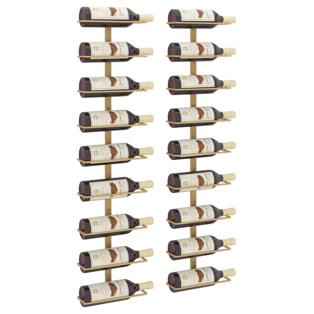 Casier à vin mural pour 9 bouteilles 2 pcs Doré Fer - XIOS