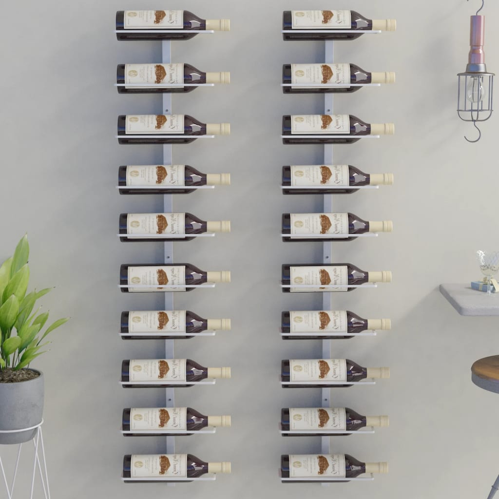 Casier à vin mural pour 10 bouteilles 2 pcs Blanc Métal - XIOS