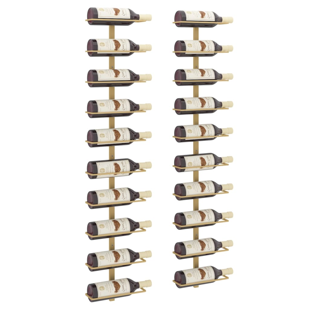Casier à vin mural pour 10 bouteilles 2 pcs Doré Métal - XIOS