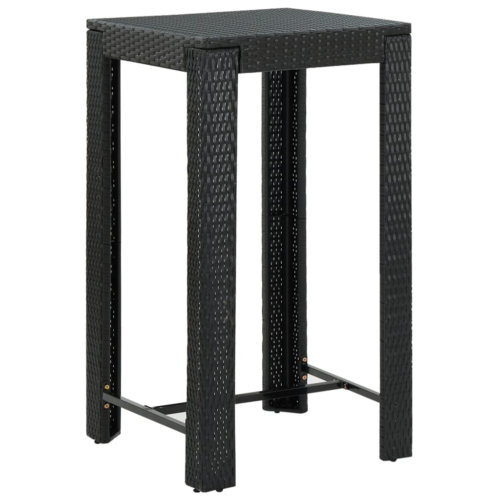 Ensemble de bar de jardin 5 pcs et coussins Résine tressée Noir