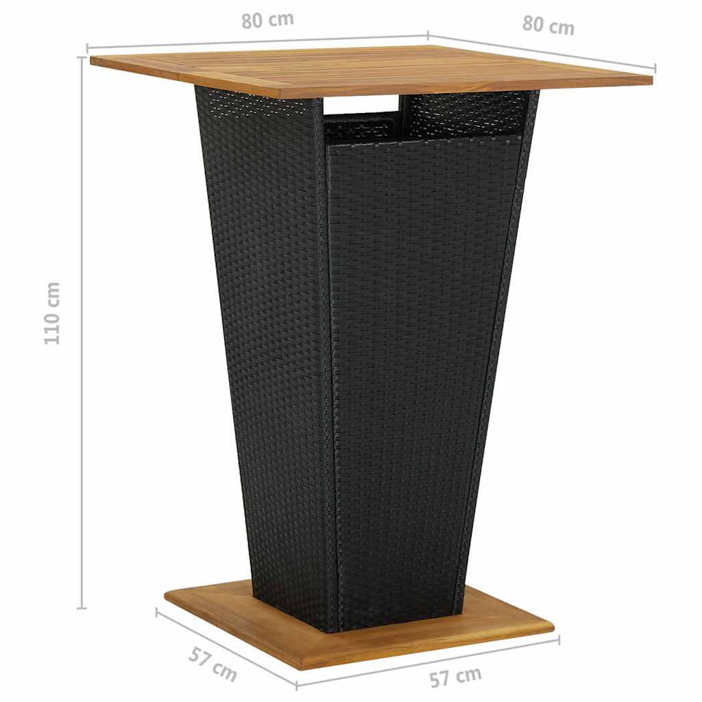 Ensemble de bar de jardin 5 pcs et coussins Résine tressée Noir