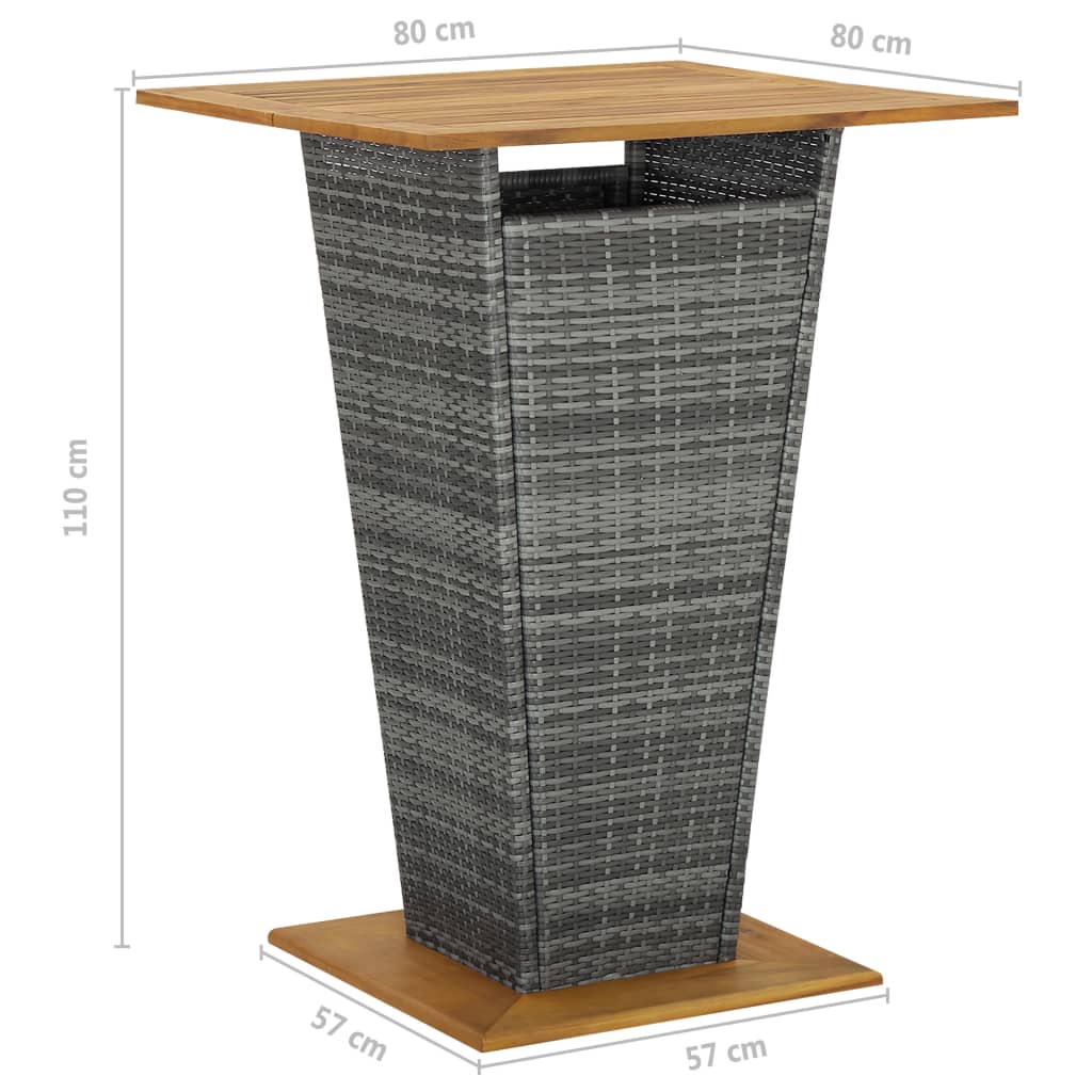 Ensemble de bar de jardin 5 pcs et coussins Résine tressée Gris