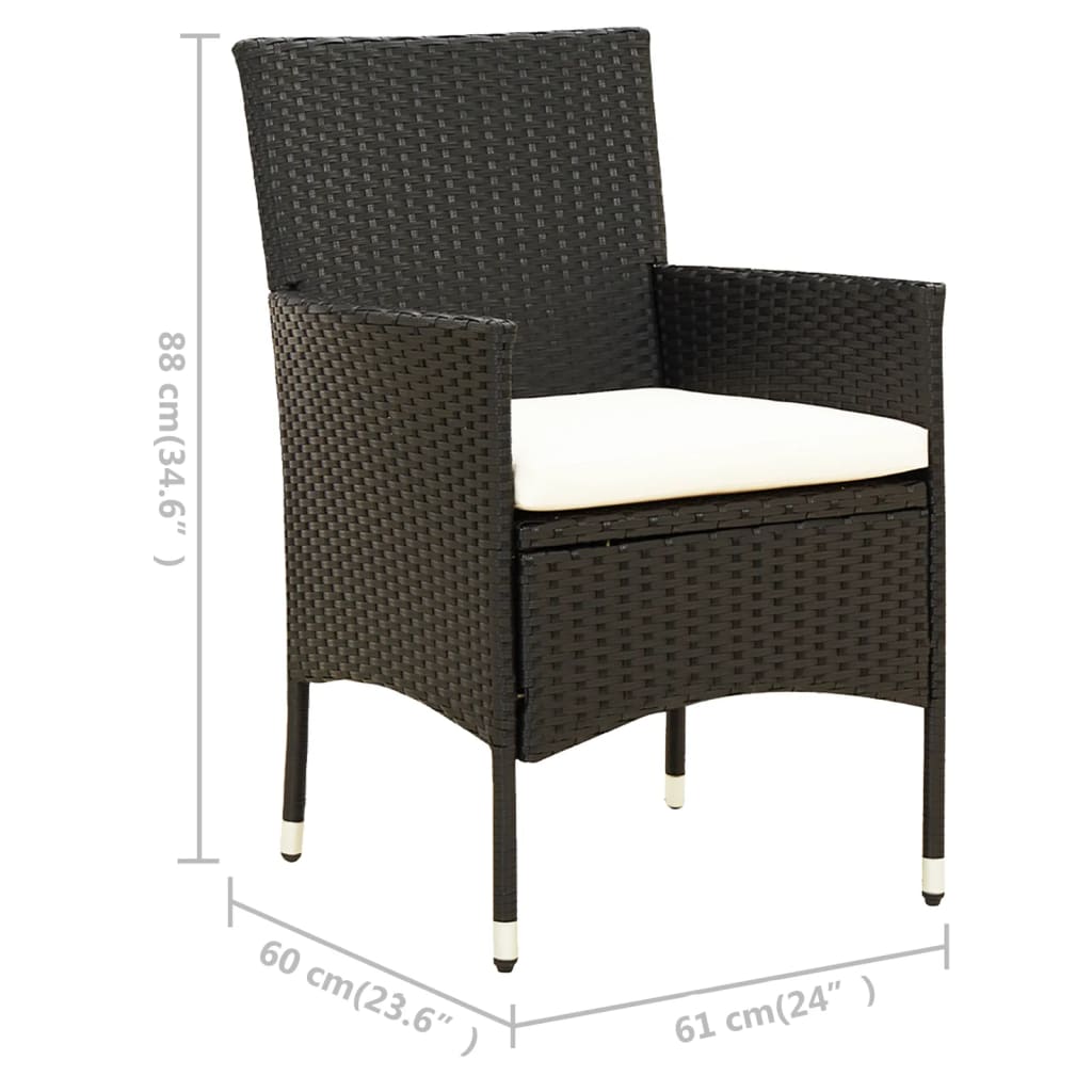Salon de jardin 7 pcs avec coussins résine tressée noir