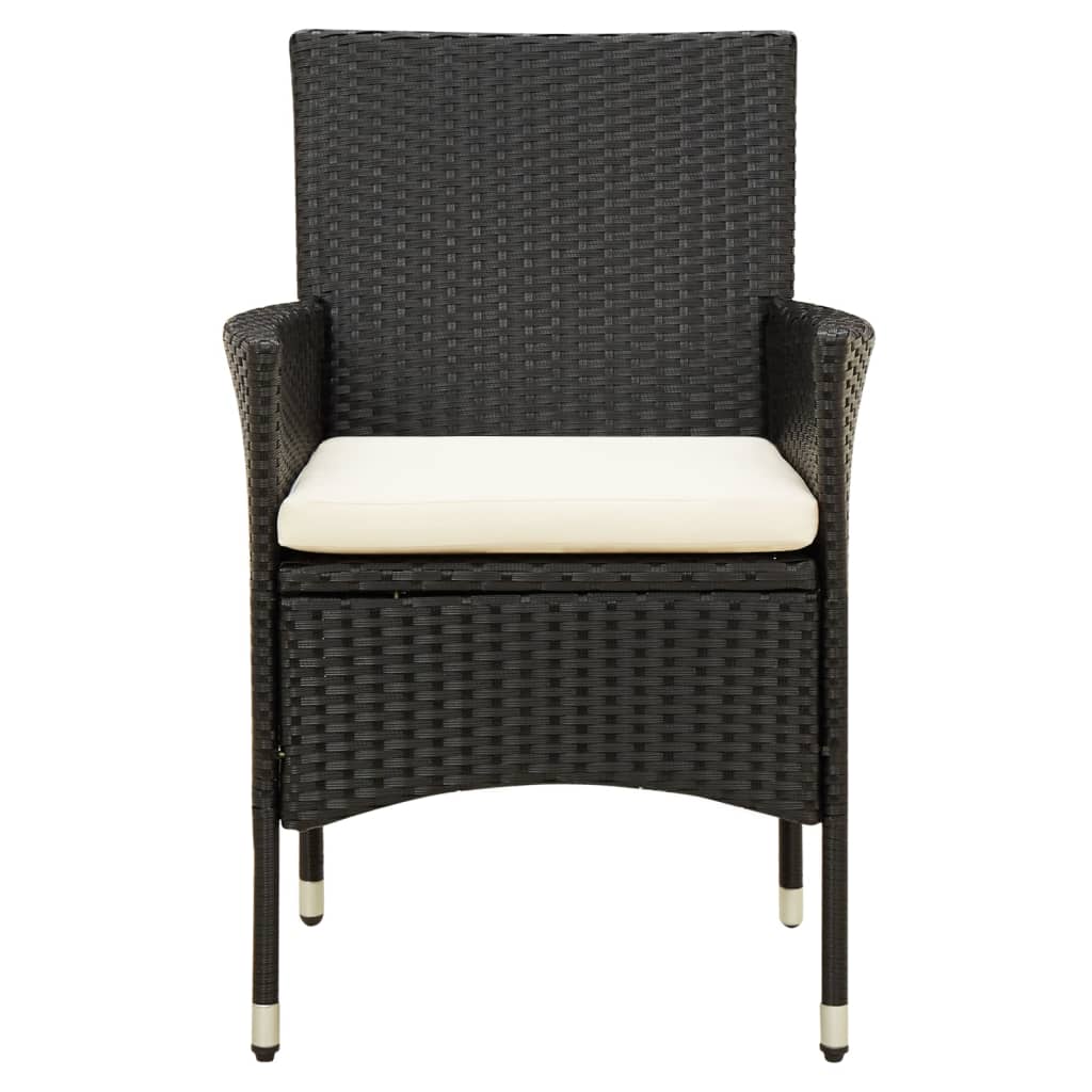 Ensemble à manger d'extérieur 9pcs coussins résine tressée noir