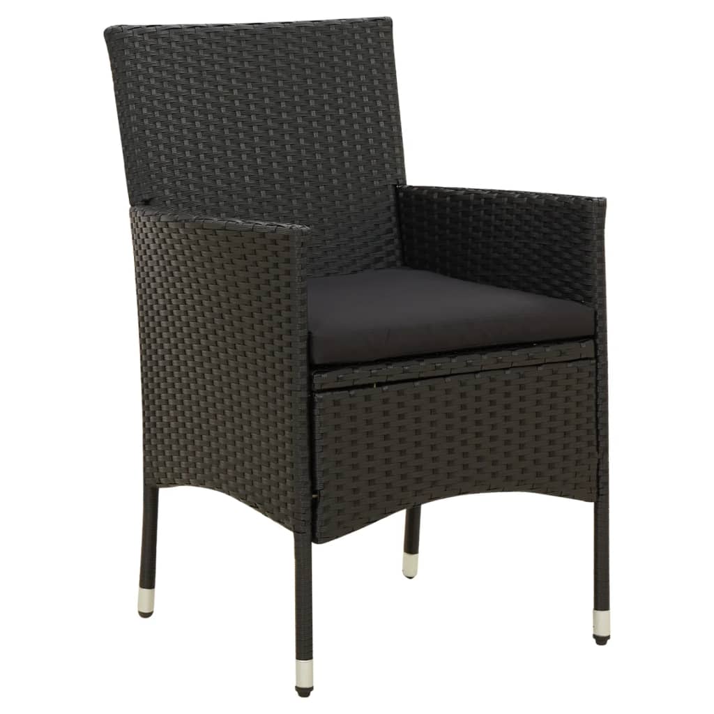 Salon de jardin 7 pcs avec coussins résine tressée noir
