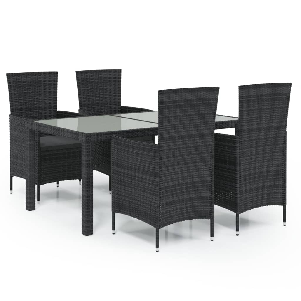 Ensemble à manger d'extérieur 5pcs avec coussins Résine tressée