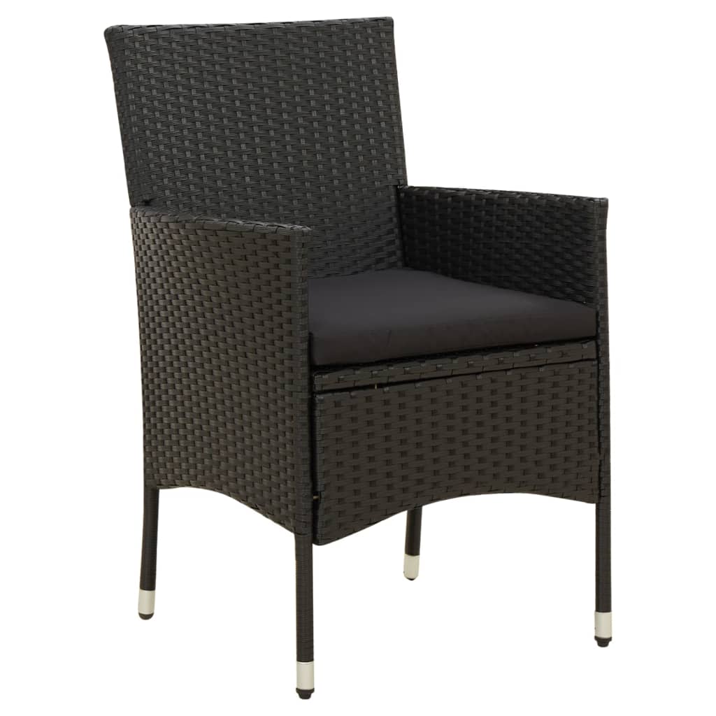 Ensemble à manger d'extérieur 9pcs coussins résine tressée noir