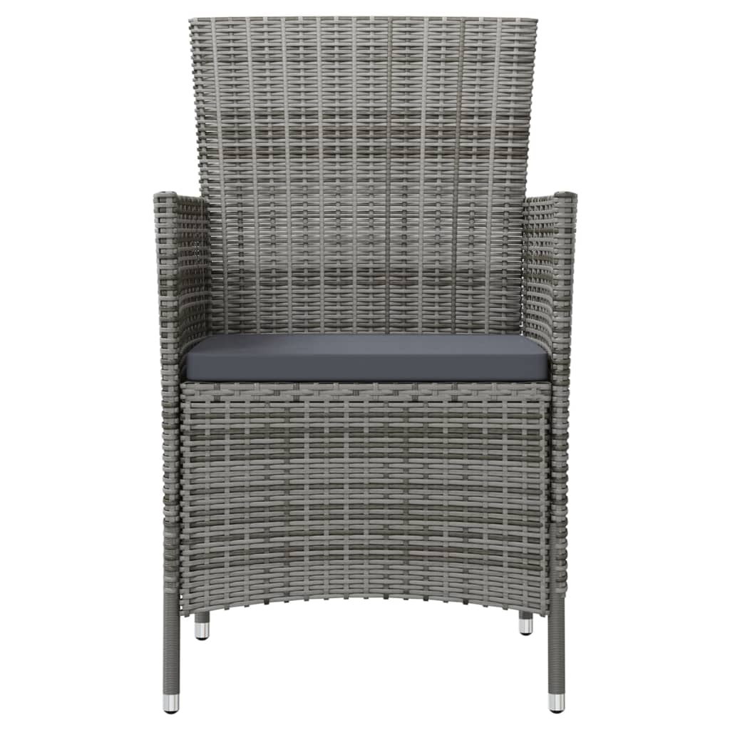 Ensemble à manger d'extérieur 3pcs coussins gris résine tressée