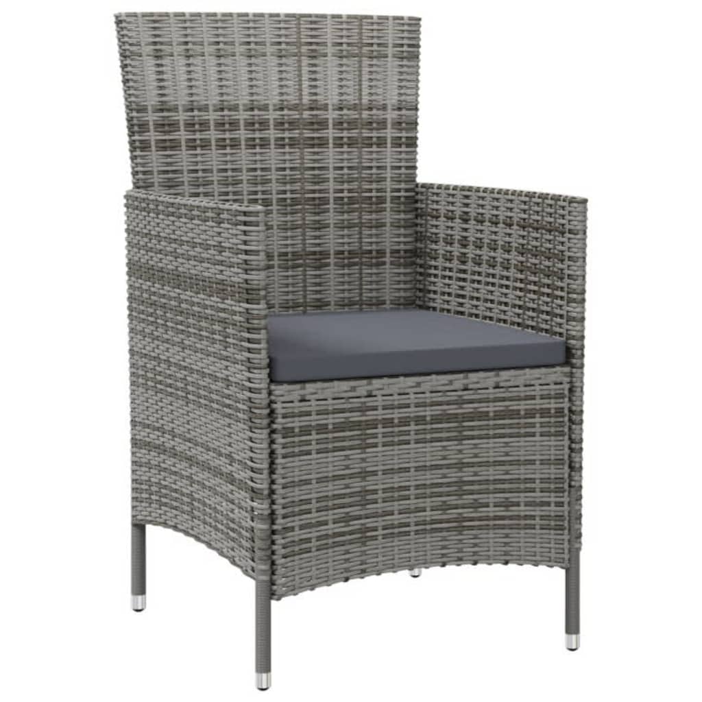 Ensemble à manger d'extérieur 5pcs coussins résine tressée gris