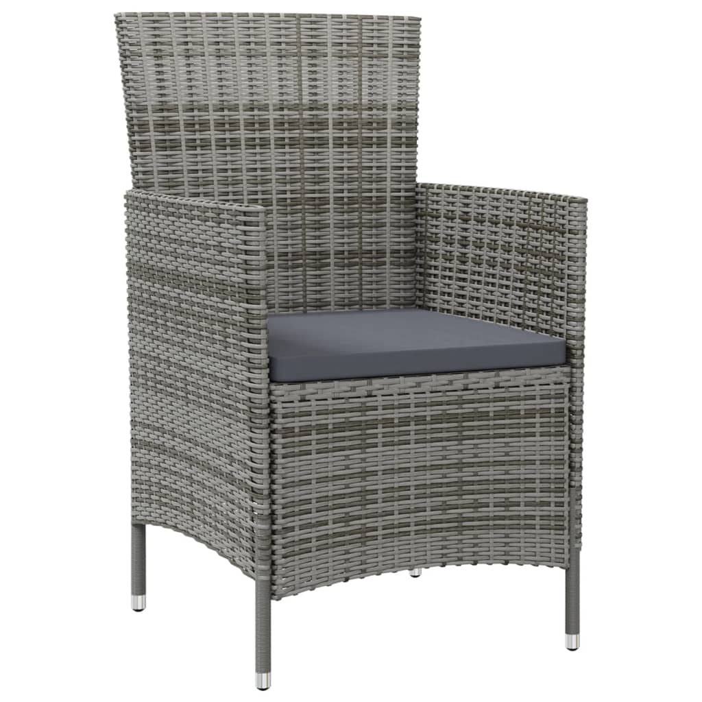 Ensemble à manger d'extérieur 9pcs coussins Résine tressée Gris