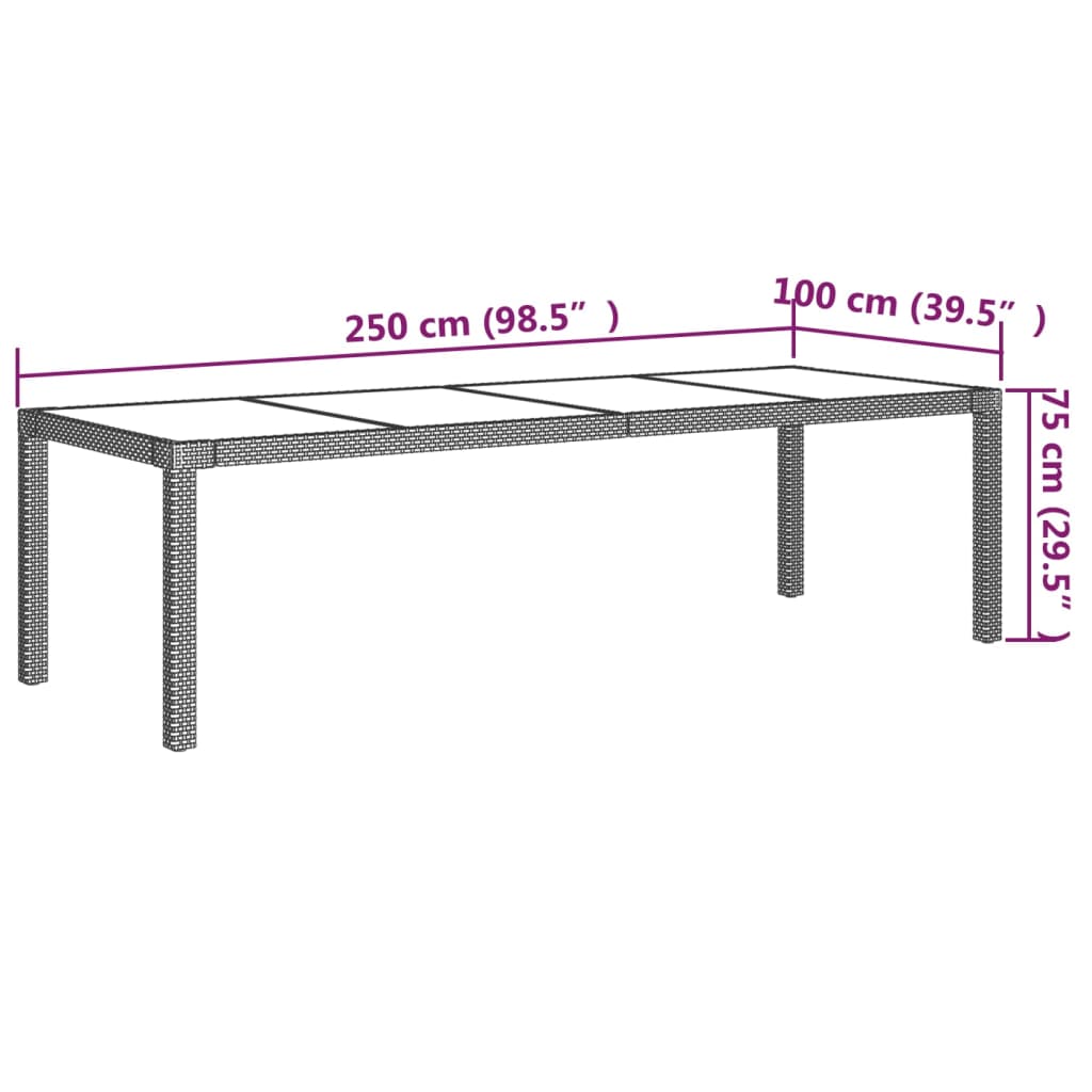 Ensemble à manger d'extérieur 9pcs coussins Résine tressée Gris