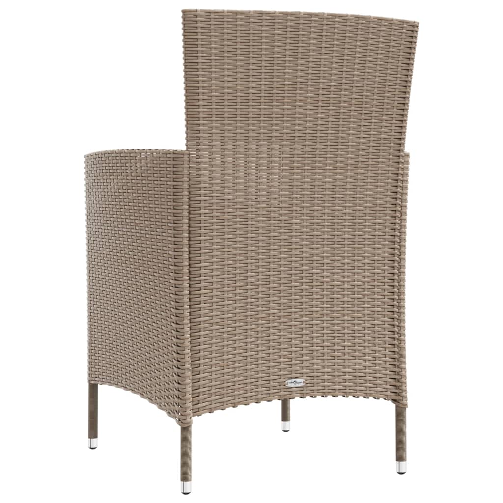 Ensemble à manger d'extérieur 3 pcs et coussins Résine tressée