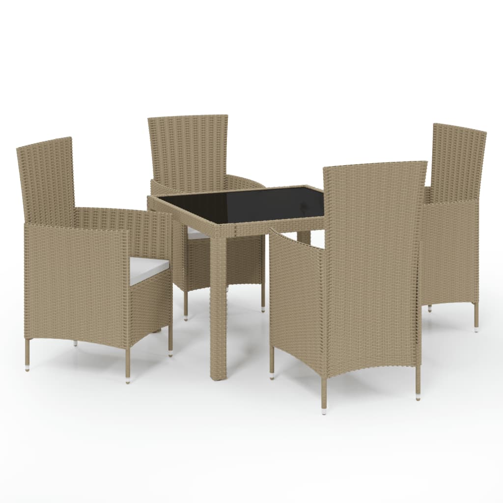 Ensemble à manger d'extérieur 5 pcs coussins Résine tressée