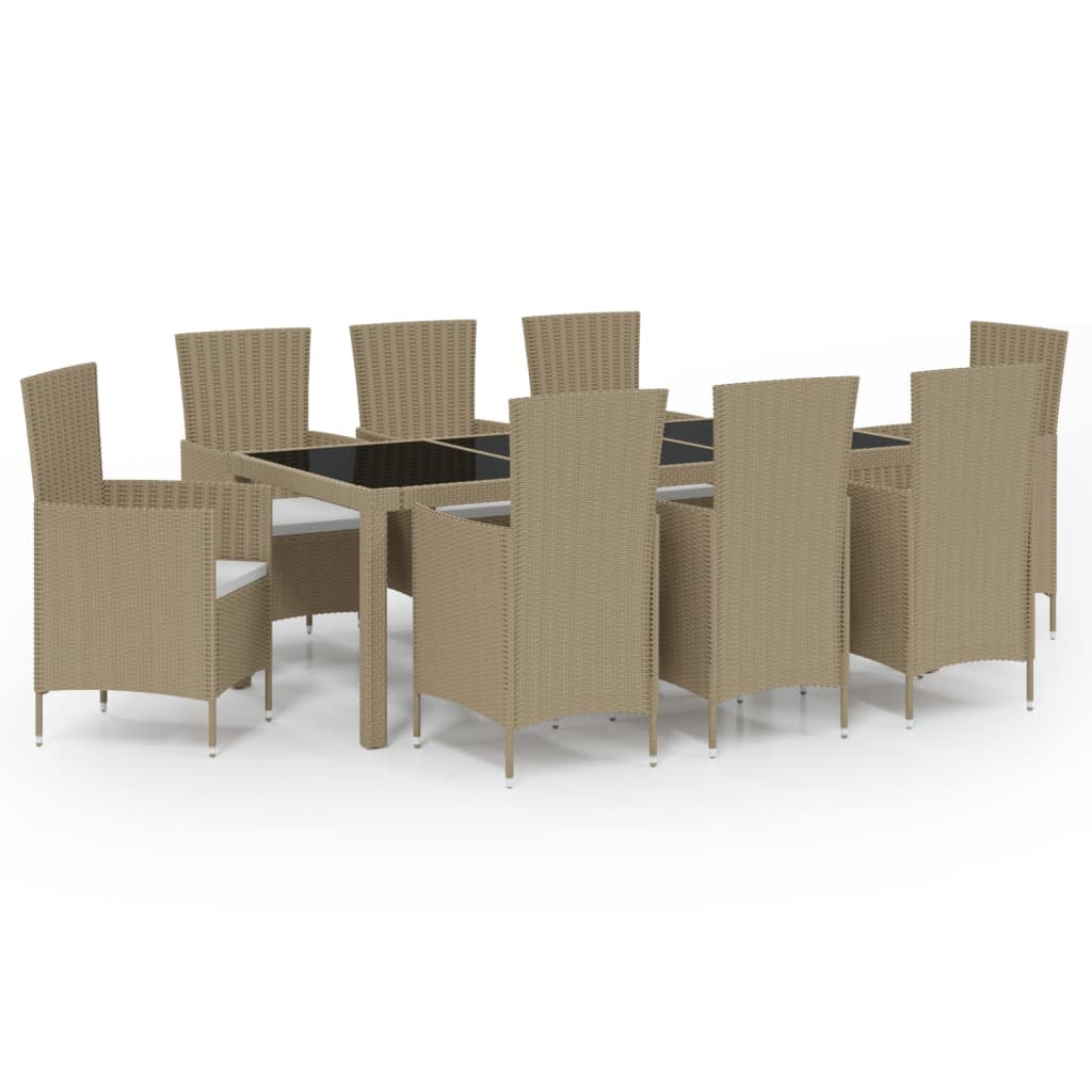 Ensemble à manger d'extérieur 9 pcs coussins Résine tressée - XIOS