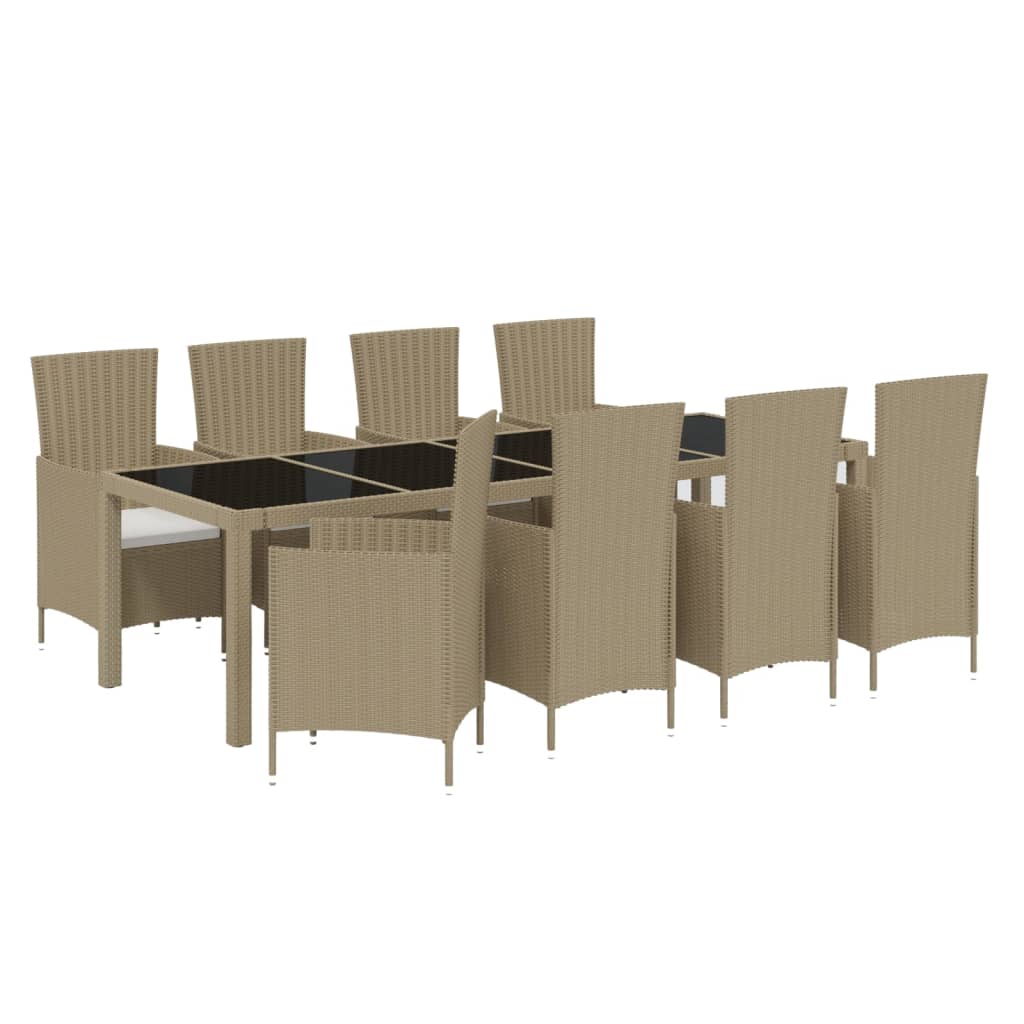 Ensemble à dîner de jardin 9 pcs coussins Résine tressée Beige - XIOS
