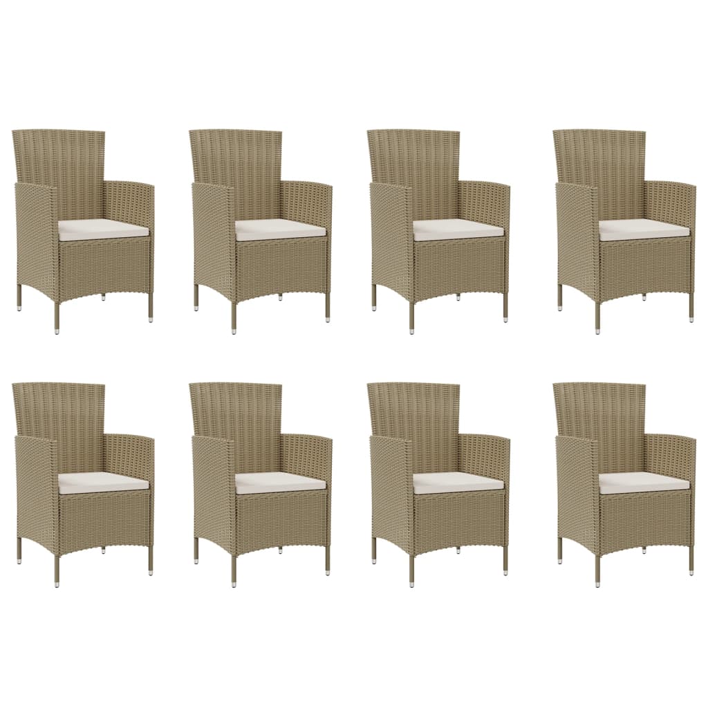 Ensemble à dîner de jardin 9 pcs coussins Résine tressée Beige - XIOS